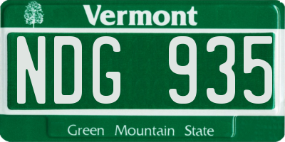VT license plate NDG935