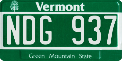 VT license plate NDG937