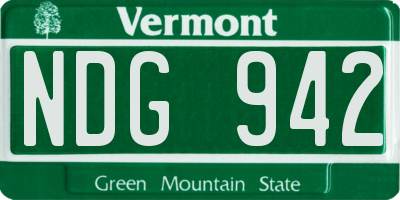 VT license plate NDG942