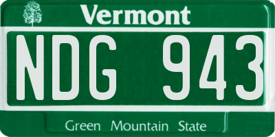 VT license plate NDG943
