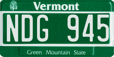 VT license plate NDG945