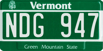 VT license plate NDG947