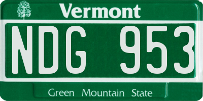 VT license plate NDG953