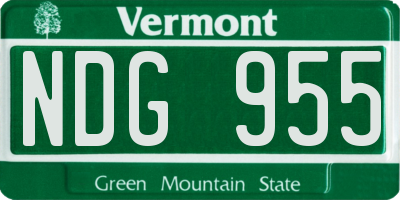 VT license plate NDG955