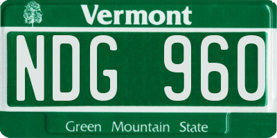 VT license plate NDG960