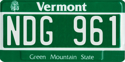 VT license plate NDG961