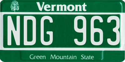 VT license plate NDG963