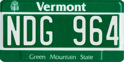 VT license plate NDG964