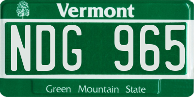 VT license plate NDG965