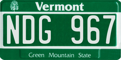VT license plate NDG967