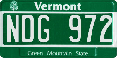 VT license plate NDG972