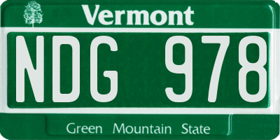 VT license plate NDG978