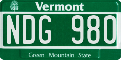 VT license plate NDG980