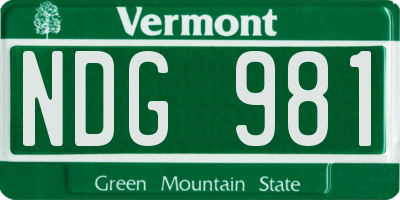 VT license plate NDG981