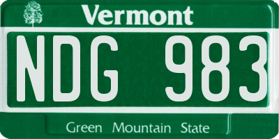 VT license plate NDG983