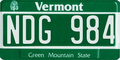 VT license plate NDG984