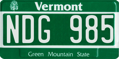 VT license plate NDG985