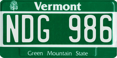 VT license plate NDG986