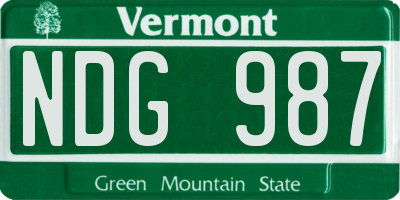 VT license plate NDG987