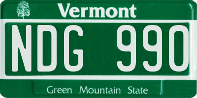 VT license plate NDG990