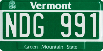 VT license plate NDG991