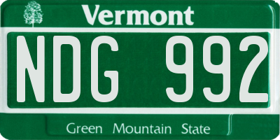 VT license plate NDG992