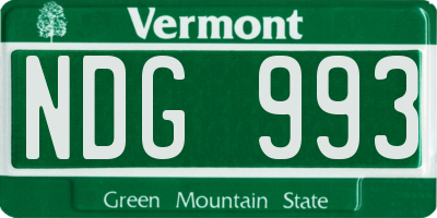 VT license plate NDG993