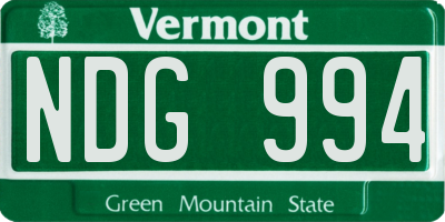 VT license plate NDG994