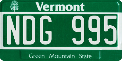 VT license plate NDG995