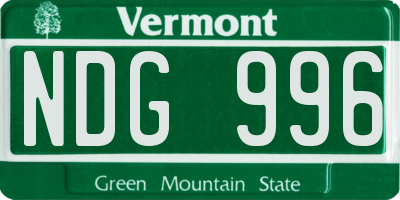 VT license plate NDG996