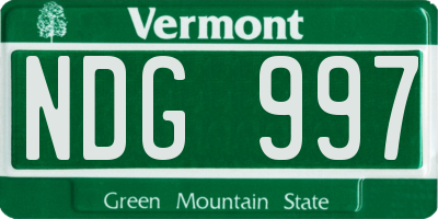 VT license plate NDG997