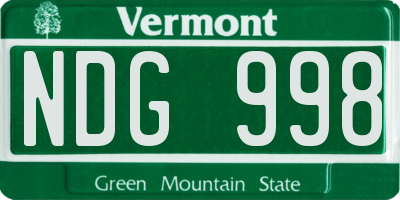 VT license plate NDG998