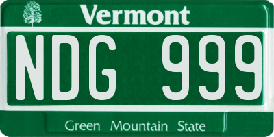 VT license plate NDG999