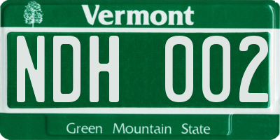 VT license plate NDH002