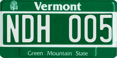 VT license plate NDH005