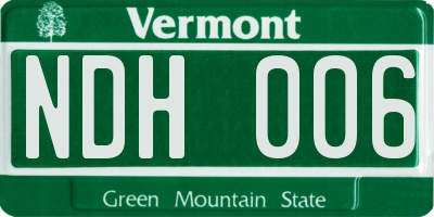 VT license plate NDH006