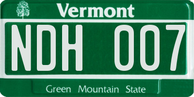 VT license plate NDH007