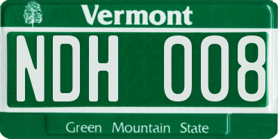 VT license plate NDH008