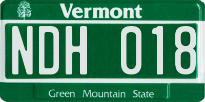 VT license plate NDH018