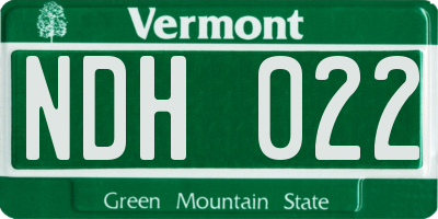 VT license plate NDH022