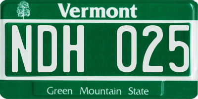 VT license plate NDH025