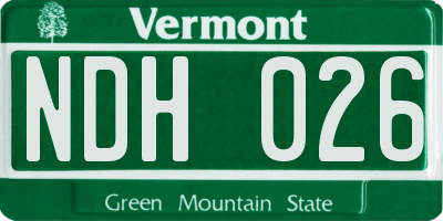 VT license plate NDH026