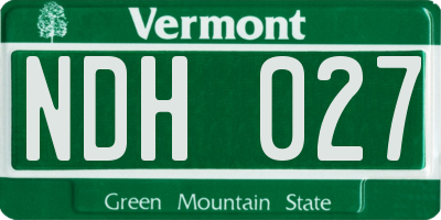 VT license plate NDH027