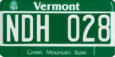 VT license plate NDH028