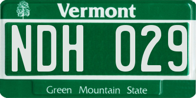 VT license plate NDH029