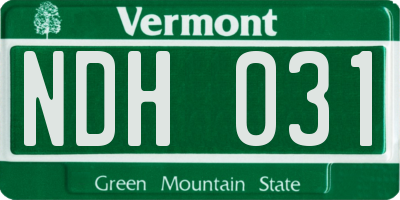 VT license plate NDH031