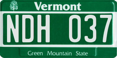 VT license plate NDH037