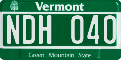 VT license plate NDH040