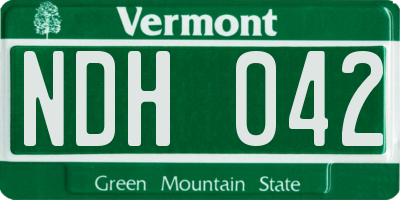 VT license plate NDH042