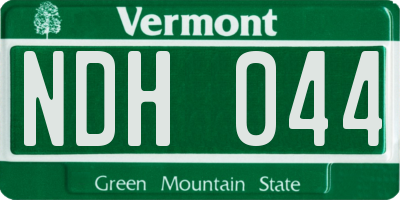 VT license plate NDH044